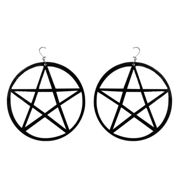 Black Pentagram Earrings